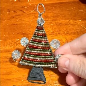 Handmade Wire and beaded Christmas tree ornament from Zimbabwe